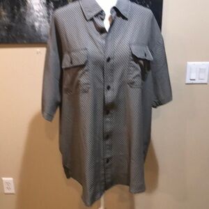 NWT  Kenneth Cole New York Techni-Cole Button Front Short Sleeve Shirt-Size 2X